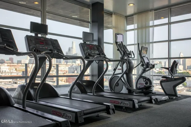 a room with gym equipment