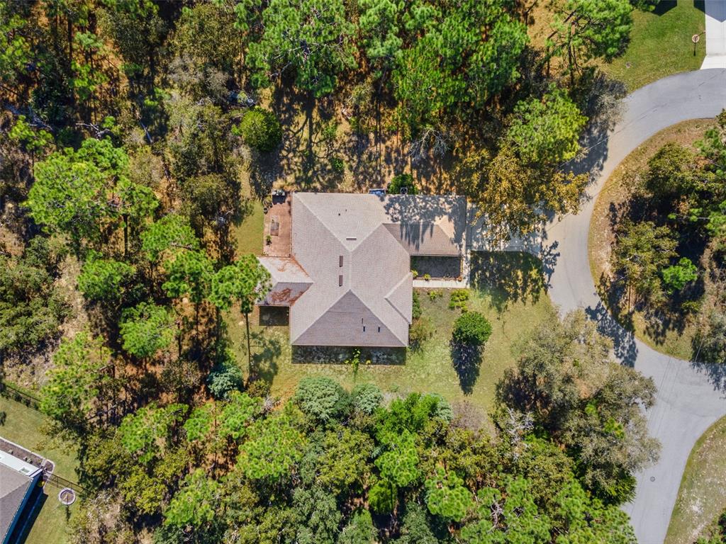 5 Boxleaf Court Homosassa, FL 34446 - Photo 36 of 58 an aerial view of a house with garden space and trees all around
