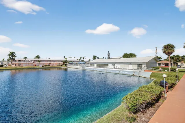 a view of a lake with outdoor space