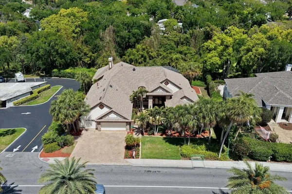 an aerial view of a house