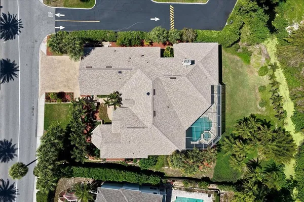 an aerial view of a house