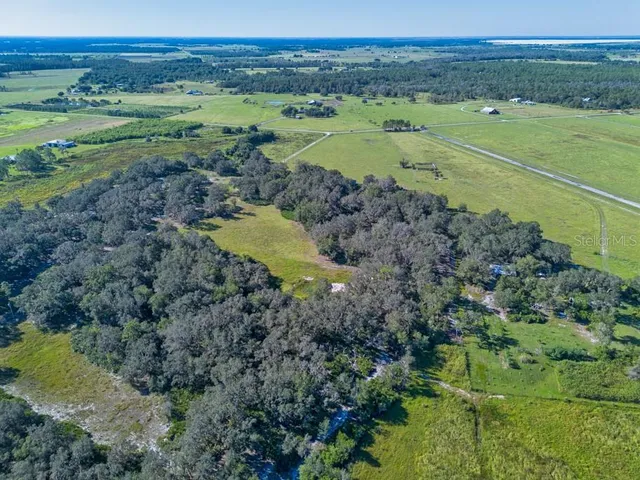 a view of a field with an ocean
