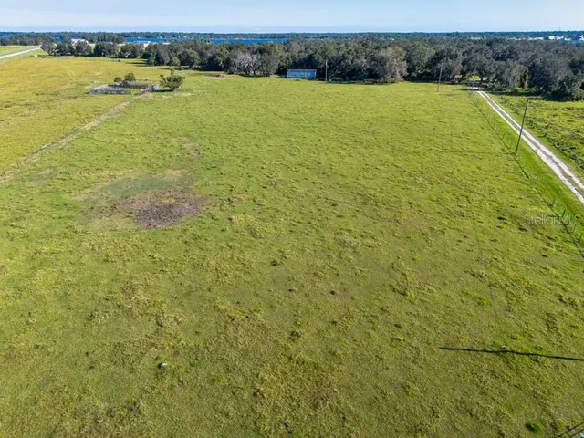 a view of a swimming pool and trees in the background