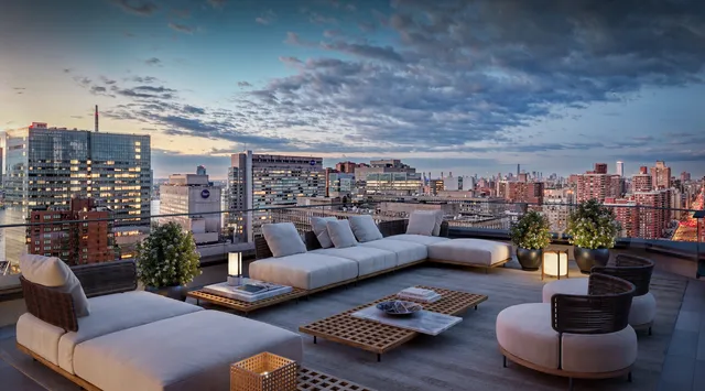 a view of a building and a street