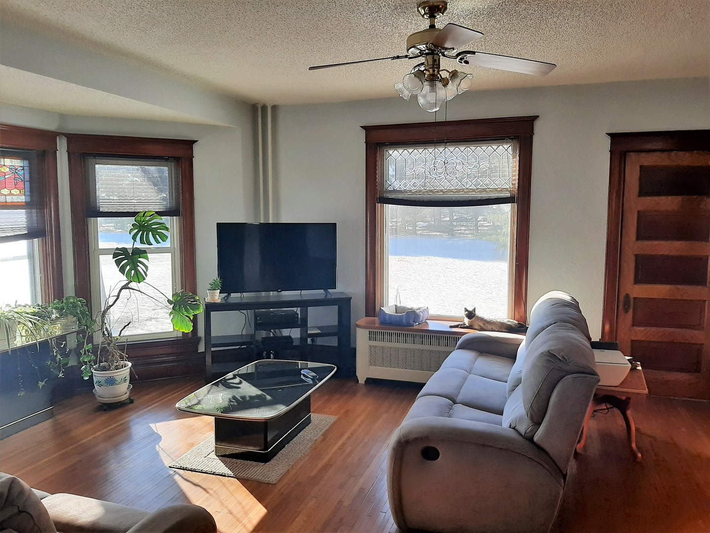 1449 Town Line Road Steward, IL 60553 - Photo 9 of 32 a living room with furniture a large window and a flat screen tv