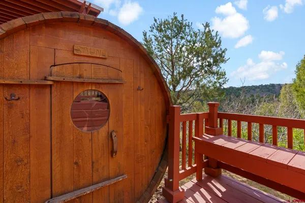 a view of a wooden door