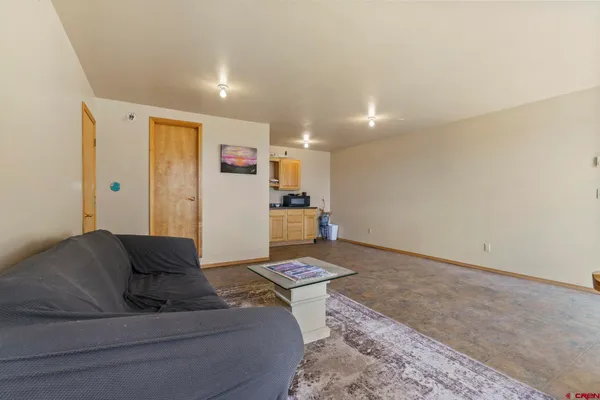 a living room with furniture and a couch