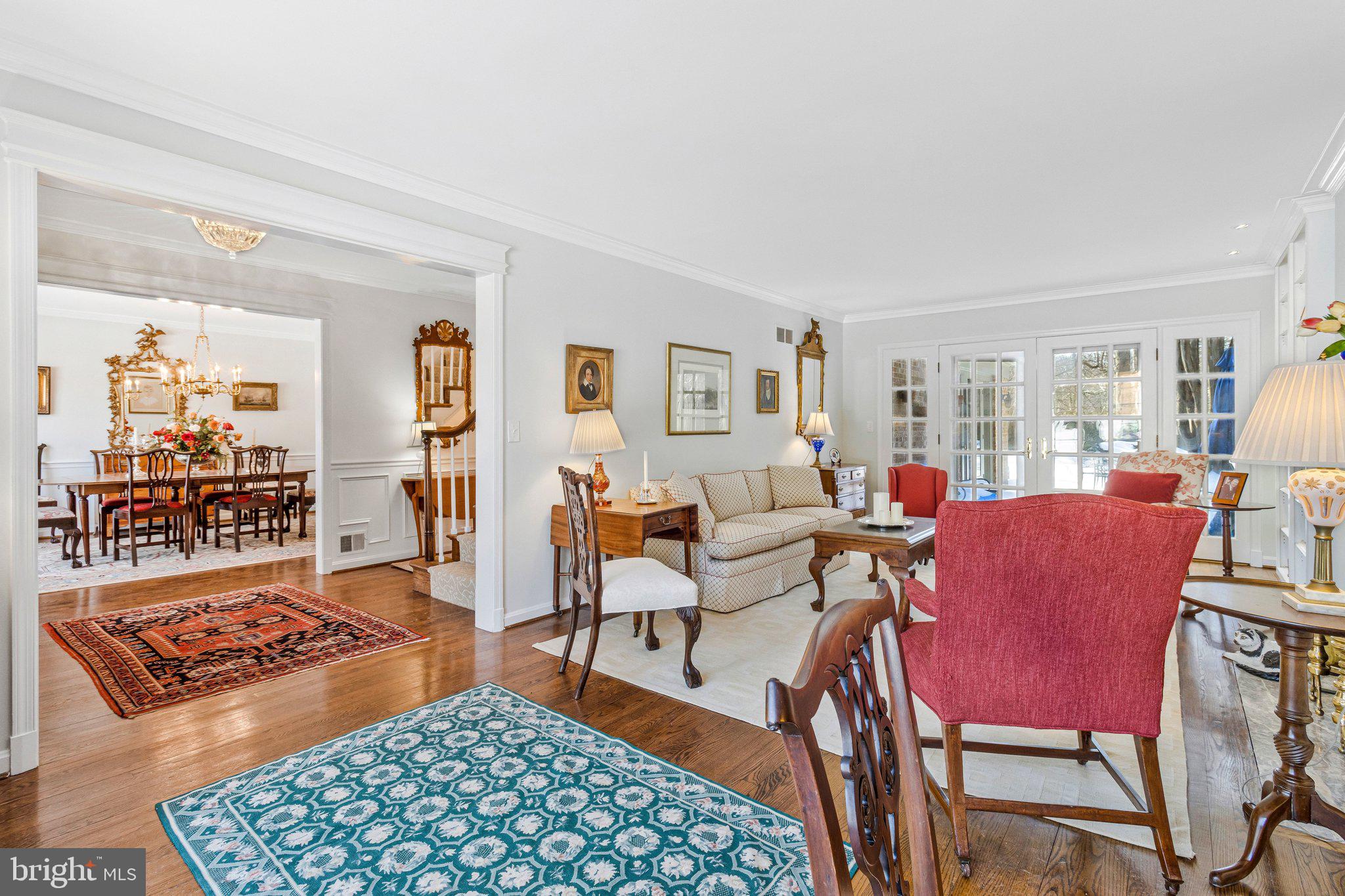 4512 Tournay Road Bethesda, MD 20816 - Photo 7 of 49 Living room with French doors to backyard patio