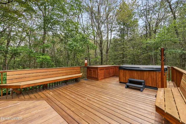 a view of a patio with couches and a potted plant on a table with wooden floor