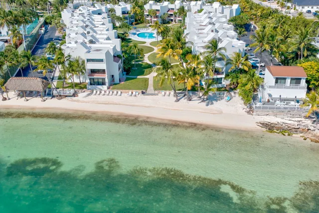 an aerial view of a swimming pool