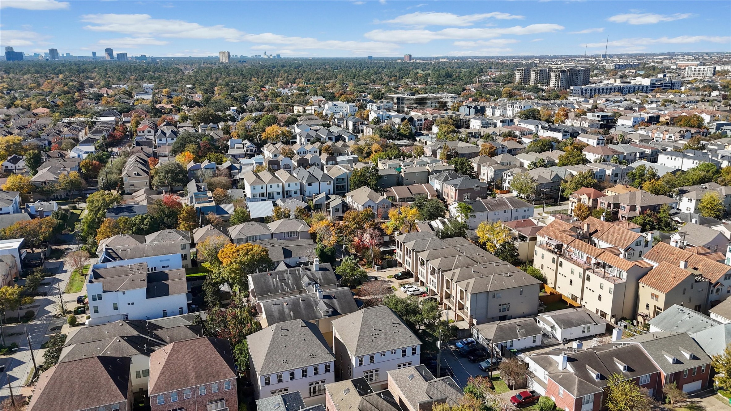 5407 Dickson Street Houston, TX 77007 - Photo 30 of 31 an aerial view of a city with lots of residential buildings