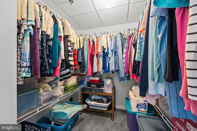 a view of walk in closet with clothes