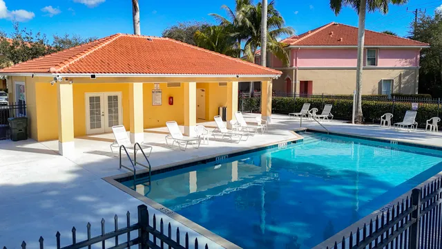 a view of an outdoor sitting area with golf course