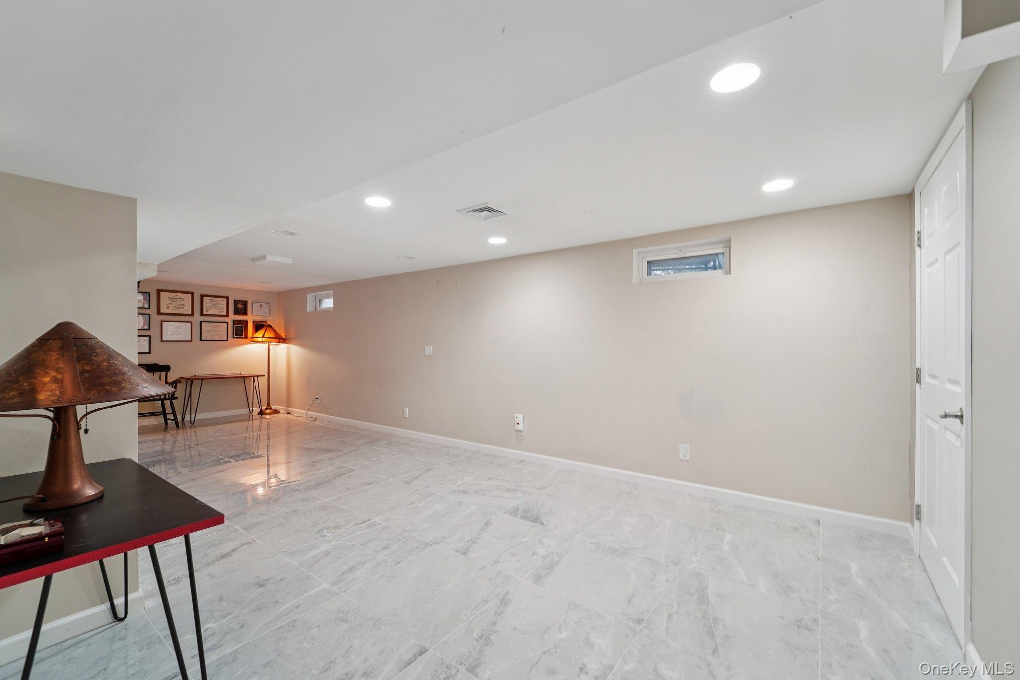 84 Townline Road Nanuet, NY 10954 - Photo 31 of 44 Finished basement featuring recessed lighting and light marble finish flooring
