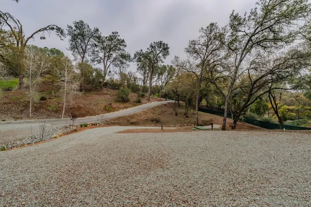 a backyard of a house with lots of green space
