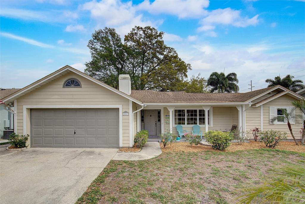 a view of outdoor space yard and garage