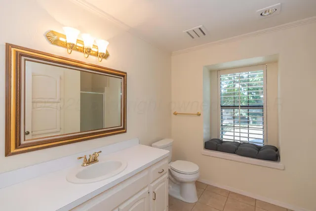 a bathroom with a sink toilet and mirror