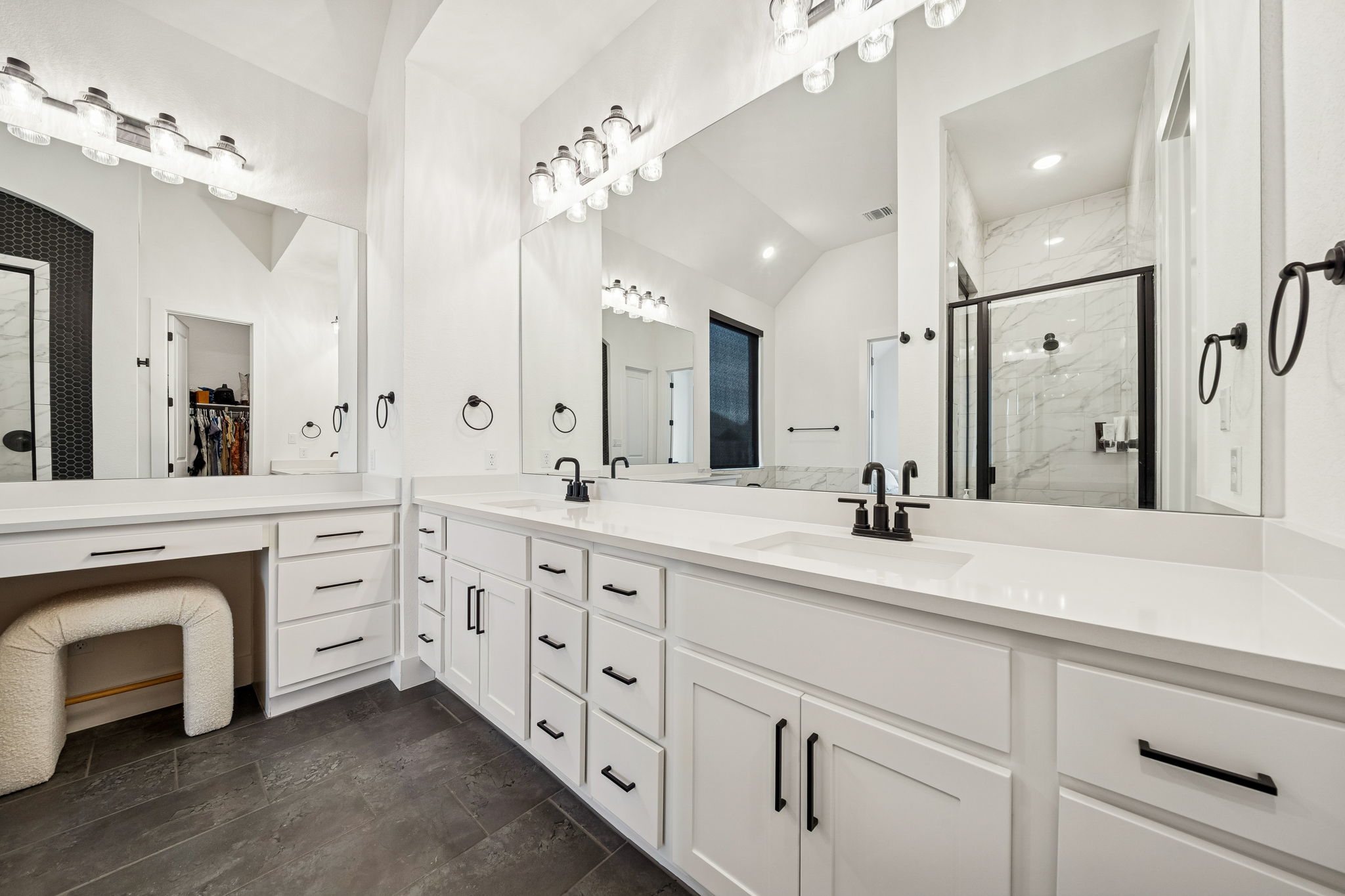 269 Iron Crk Way Kyle, TX 78640 - Photo 18 of 32 a spacious bathroom with a double vanity sink mirror and double