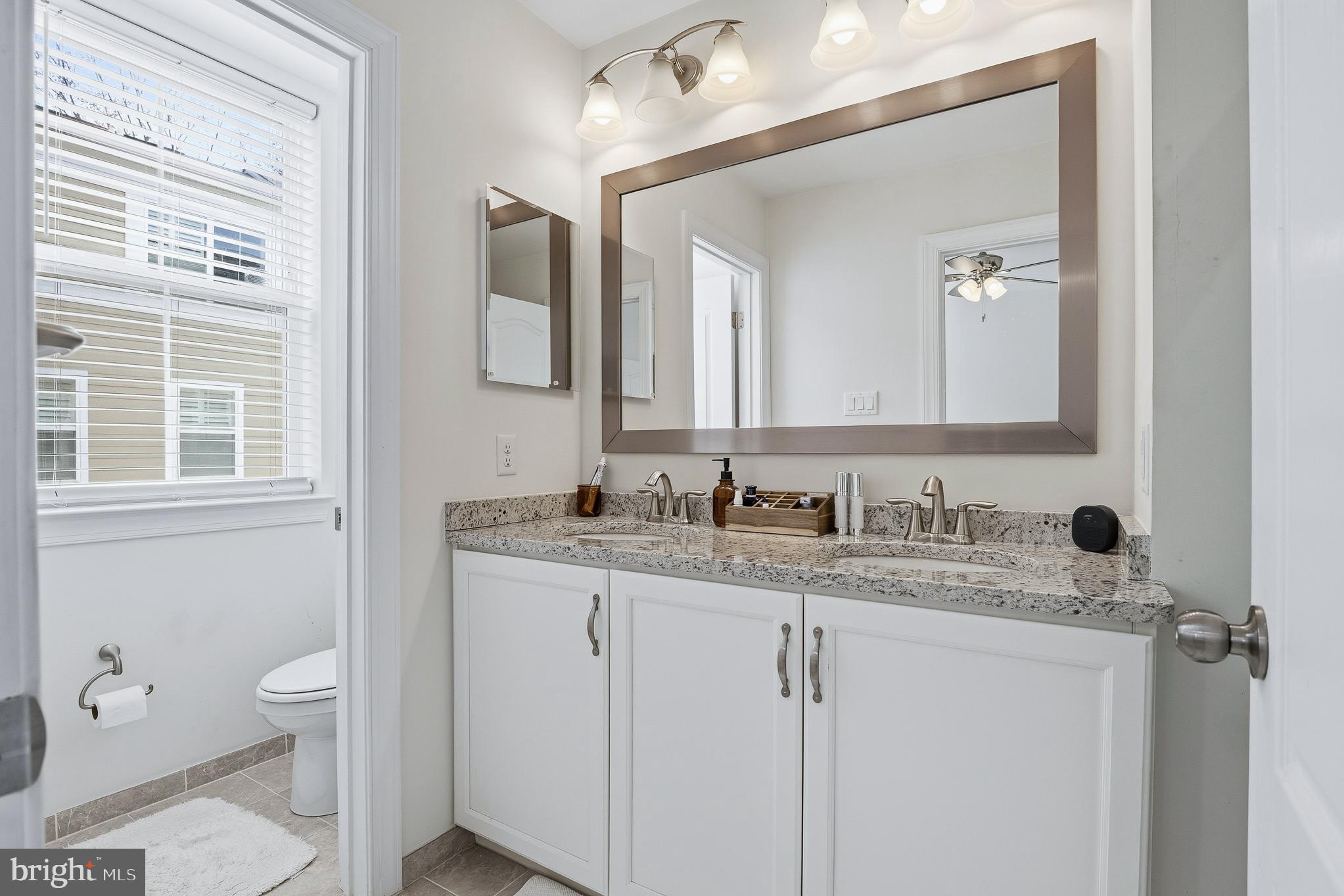 803 Francis Harris Place Annapolis, MD 21401 - Photo 28 of 52 a bathroom with a granite countertop sink mirror and toilet