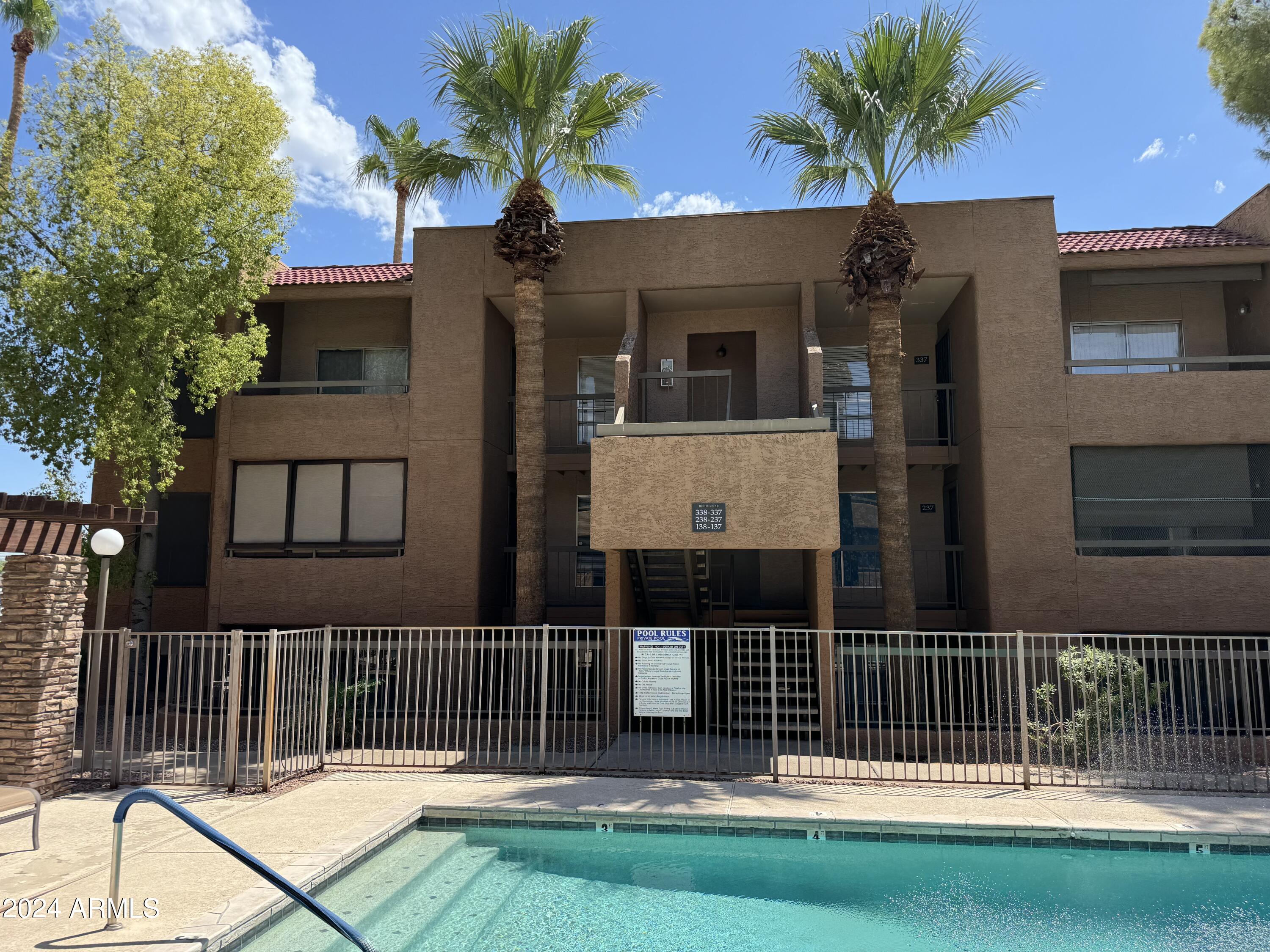 2625 East Indian School Road, Unit 338 Phoenix, AZ 85016 - Photo 2 of 13 Balcony Overlooks Pool