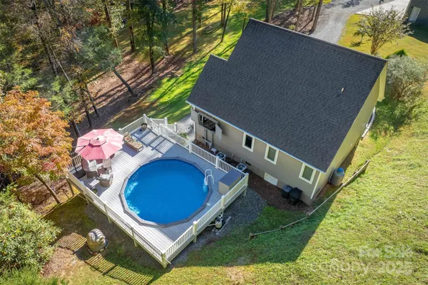 an aerial view of a house