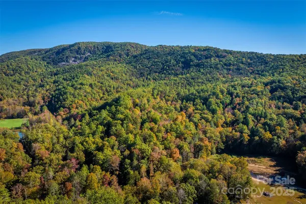 a view of a mountain with a yard