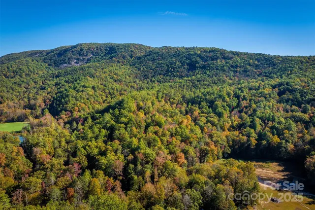 a view of a mountain with a yard