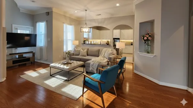 a living room with furniture and a flat screen tv