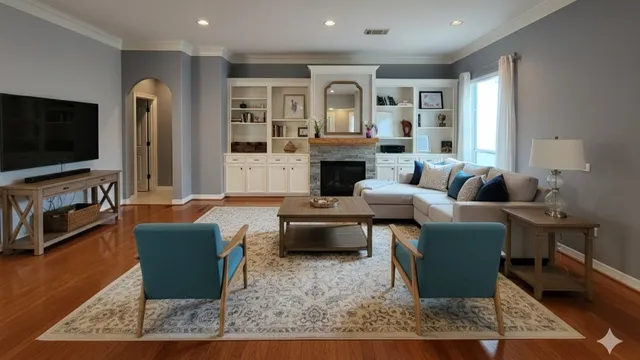 a living room with furniture and a flat screen tv