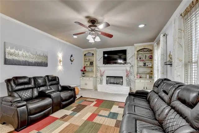 a view of a hallway with windows