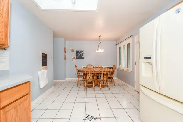 a dining room well furnished