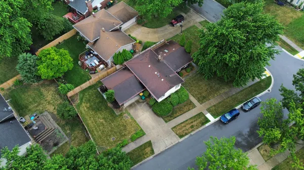 an aerial view of a house