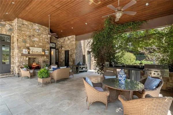 a view of swimming pool with a garden