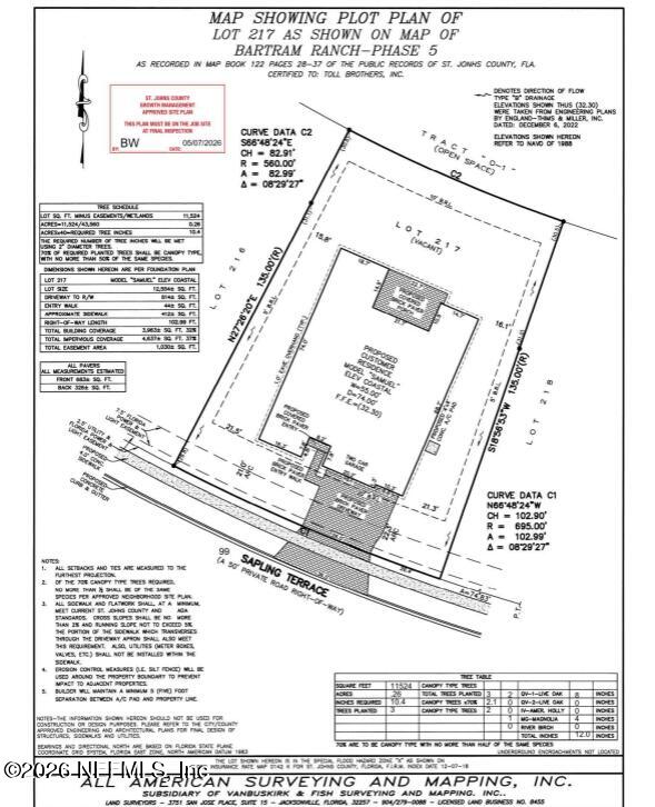 99 Sapling Terrace St. Johns, FL 32259 - Photo 9 of 17 Samuel 217 Site Plan