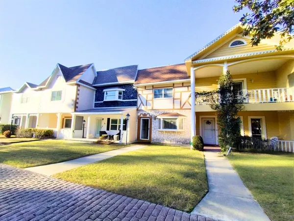 a view of a building with a swimming pool