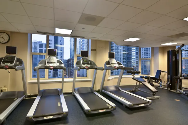 a room with gym equipment