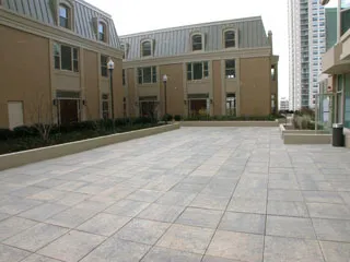 a view of a building with a bench