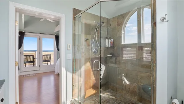 a bathroom with a shower