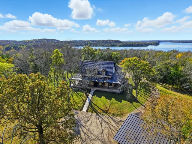 a view of a lake with a mountain