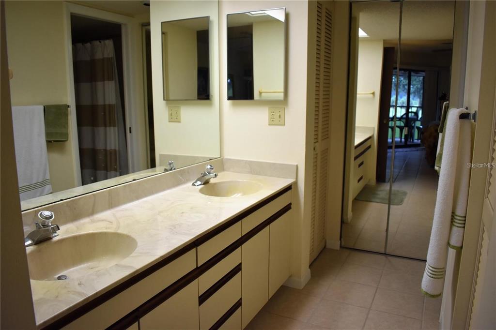 1716 Golf View Drive, Unit 1716 Tarpon Springs, FL 34689 - Photo 13 of 32 a bathroom with a sink and a mirror