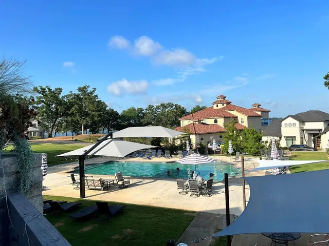 a view of a garden with a slide