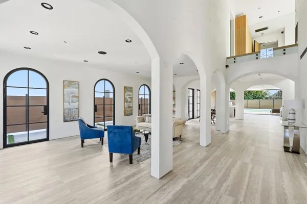 a view of living room and dining room