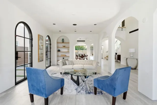 a view of livingroom and dining room with furniture
