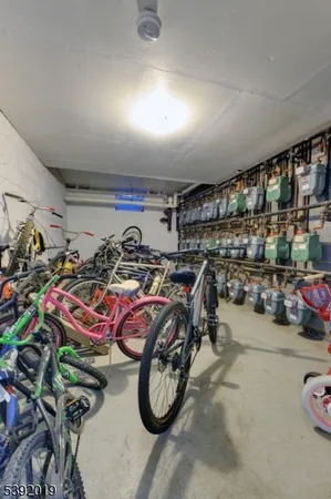 a storage with bicycles