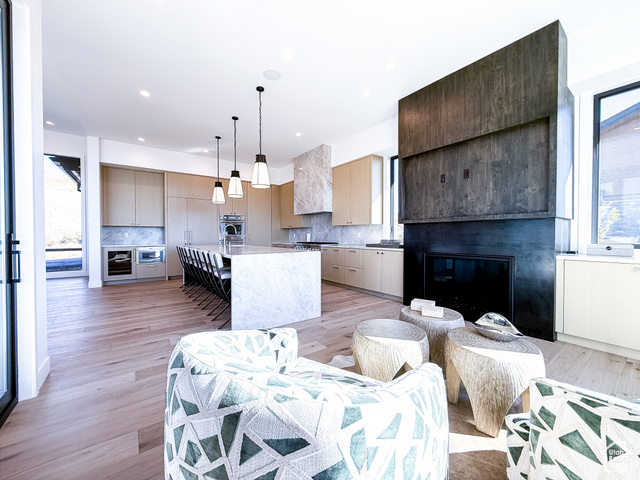2132 East Outlaw Road, Unit 49 Kamas, UT 84036 - Photo 9 of 44 Kitchen featuring pendant lighting, an island with sink, modern cabinets, healthy amount of natural light, and recessed lighting