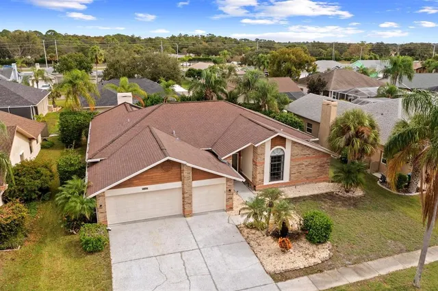 an aerial view of a house