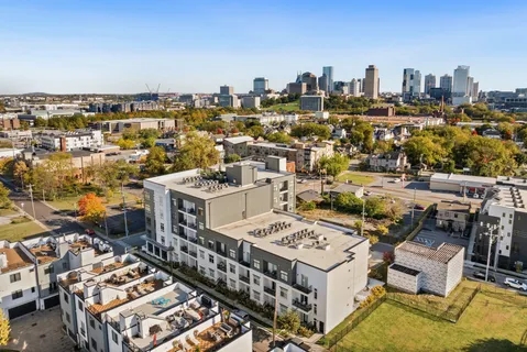 an aerial view of a city