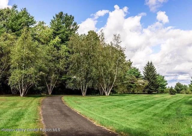 a view of backyard with green space