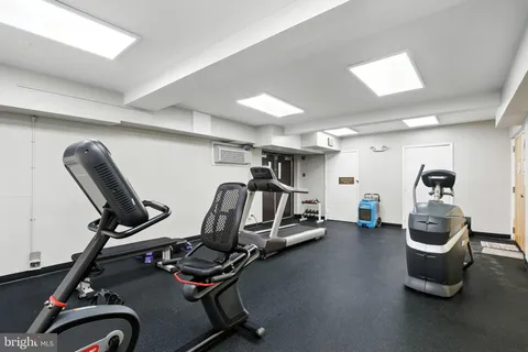 a view of a room with gym equipment