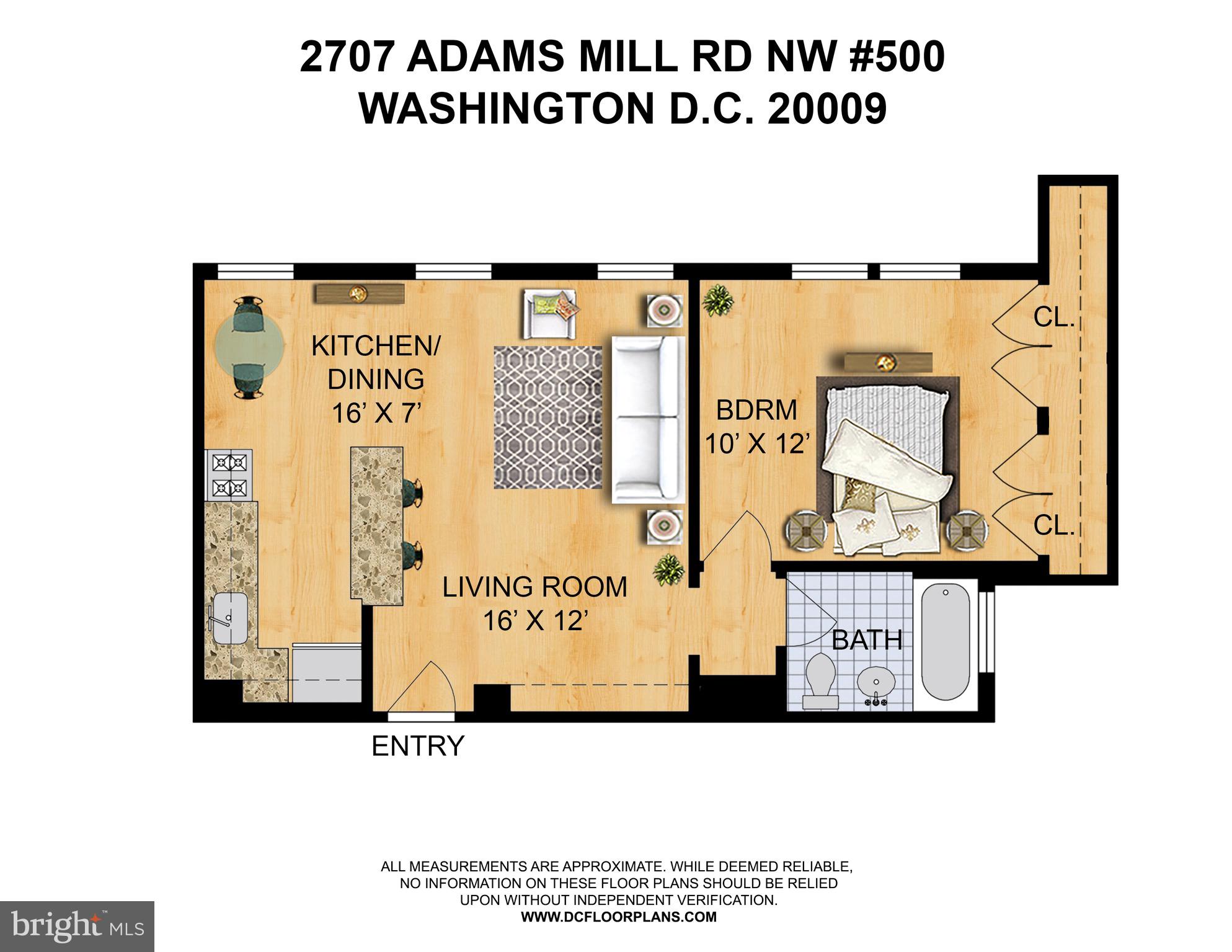2707 Adams Mill Road Northwest, Unit 500 Washington, DC 20009 - Photo 51 of 52 Floor plan - 600 square feet